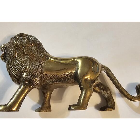 Solid BRASS Roaring Prowling Hungry LION Mid-century Vintage 9 Inches - Picture 5 of 8